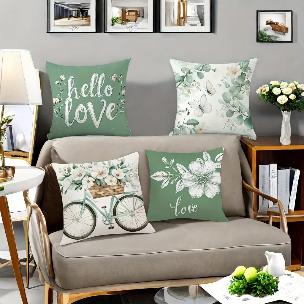 4-Piece Set These Cushion Covers Feature a Fresh and Sweet Style Combining Floral Patterns with Ext Insert Not Included