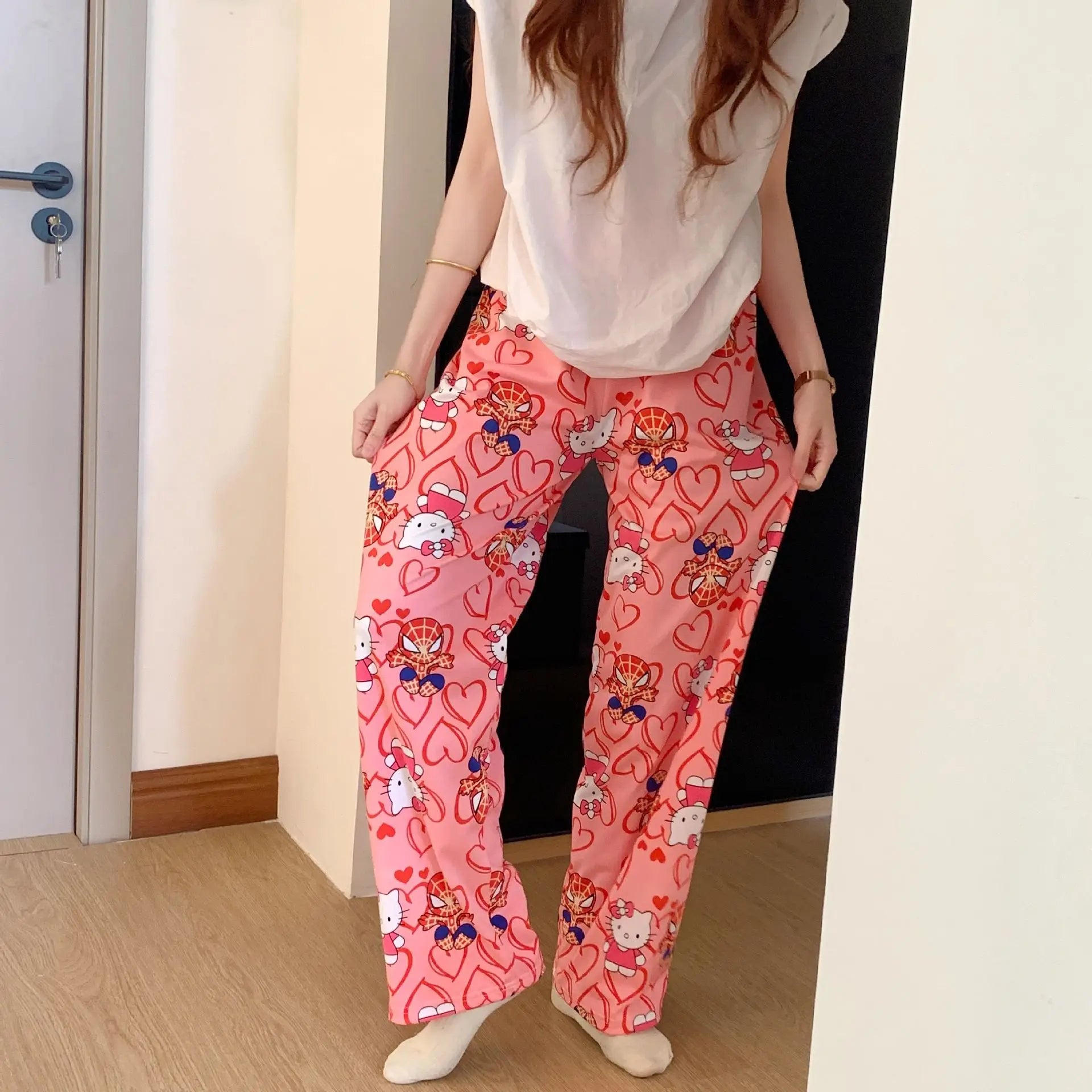 Spring Autumn Thin Hello Kitty Printed Women's Pajama Pants Summer Popular Loose Casual Pants Cartoon Home Casual Walking Pants