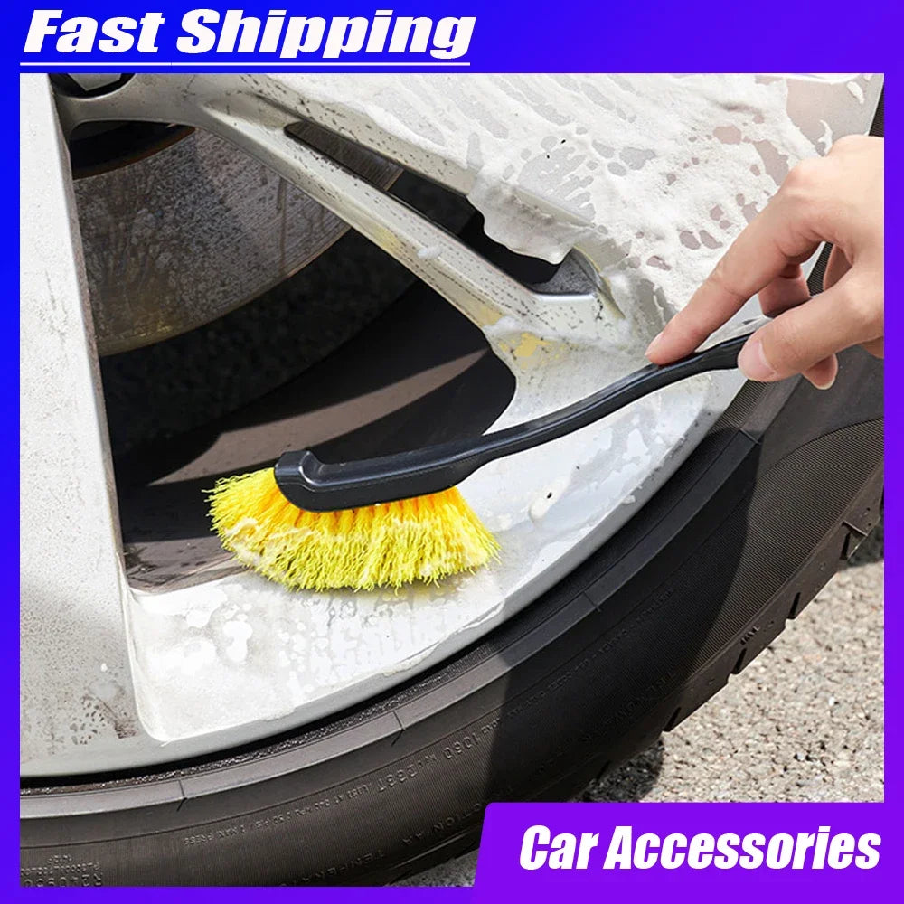 1pc Universal Car Wheel Plastic Handle Cleaning Brush Car Tire Detail Wash Brushes Auto Rim Washing Tool Car Tool Accessories