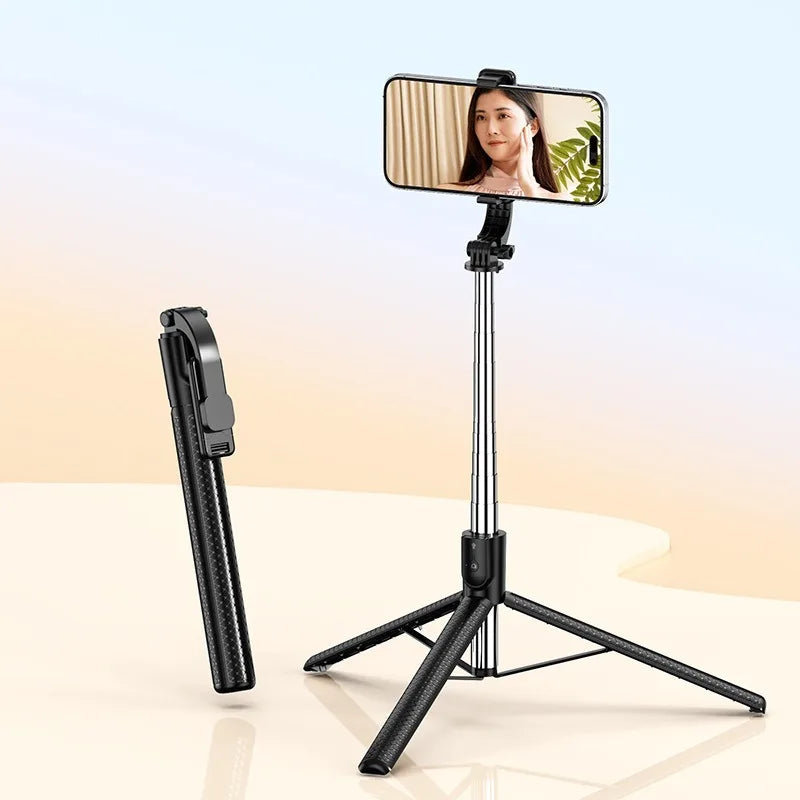 Bluetooth Selfie Stick Tripod with Wireless Remote Extendable Phone Stand for Live Streaming Video Recording and Hands Free