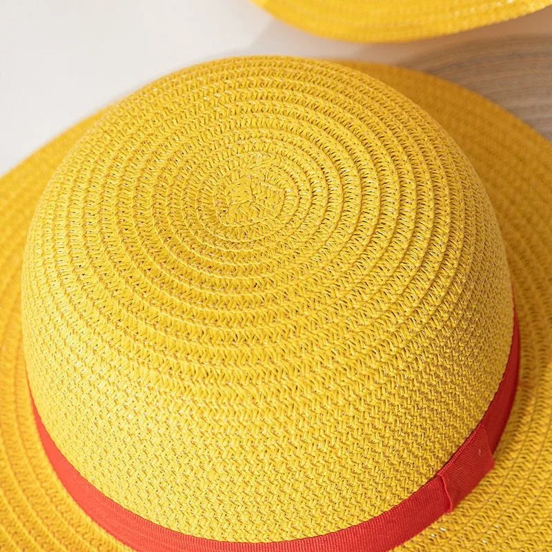 Cosplay Straw Hat Anime Theme Beach Hat with Hat Strap, Unisex, Suitable for Themed Party, Outdoor Adventures, Cartoon Character