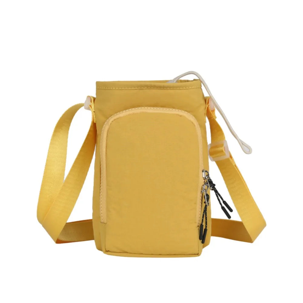 Shoulder Strap Water Bottle Carrier Bag Waterproof Front Pocket Water Bottle Holder Drawstring Open Top Handle