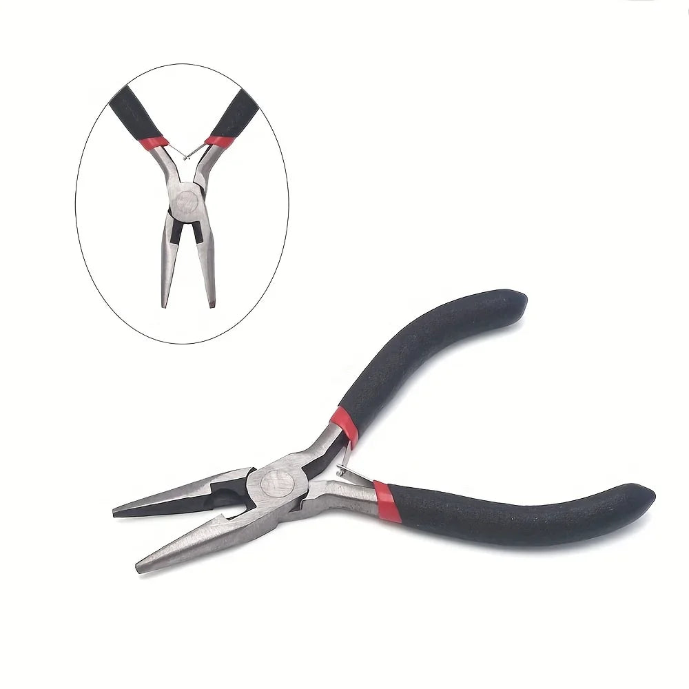 Multi-Purpose DIY Craft Pliers - Flat, Round, and Diagonal Nose Pliers with Metal Toothed Handles for Jewelry Making, Beading