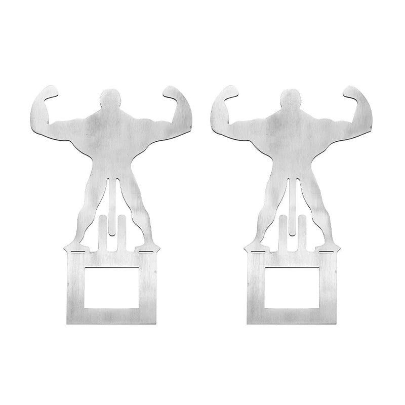 Stainless Steel Bbq Muscle Man Sausage Holder Fun Sausage Grill Reusable Hot Dog Grill Perfect For Outdoor Camping Supplies Gift