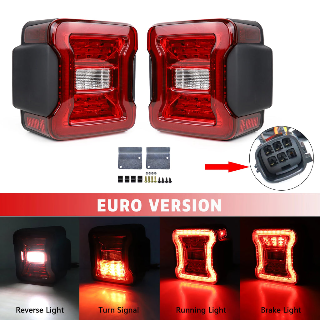 2x For Jeep Wrangler JK 2007-2017 LED Tail Lights Reverse Brake Running Lamp Rear DRL