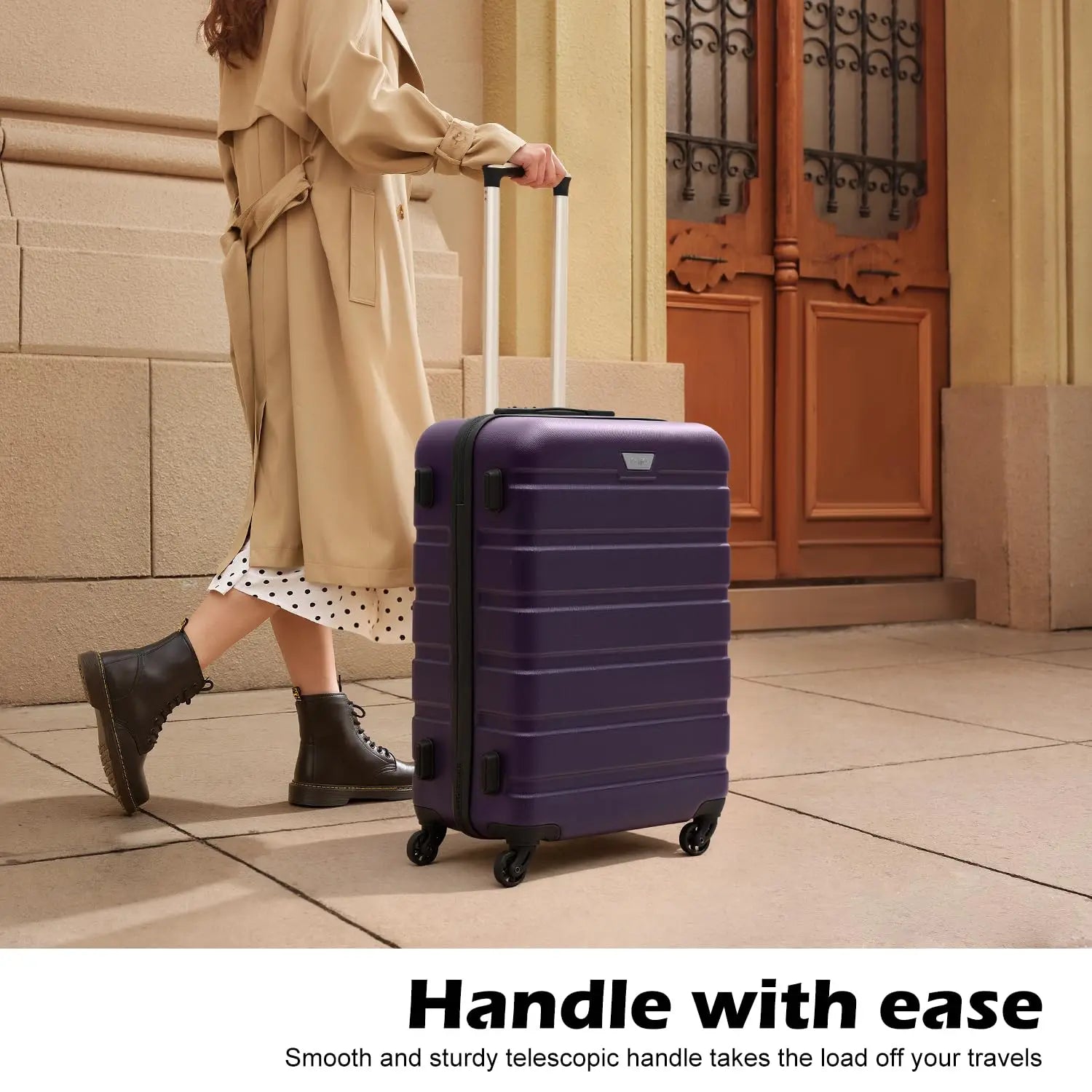3 Piece Lightweight Hardshell Luggage Set 360° Spinner Wheels TSA Approved Lock Travel Suitcases, Customized