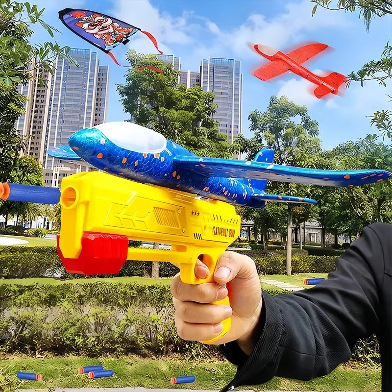 Catapult Foam Plane Launcher Hand Held Foam Glider Airplane Outdoor Flying Toy For Park Yard Activity For Teenagers Adults