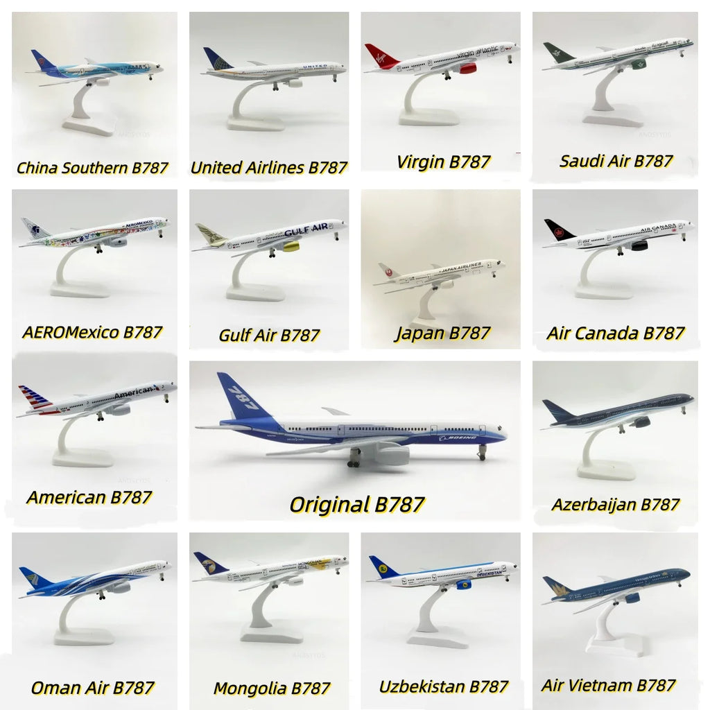 20cm 787 dreamliner Series Model Plane Aircraft Toy B787 Airlines Alloy Metal child toy plane Miniature airplane For Collection