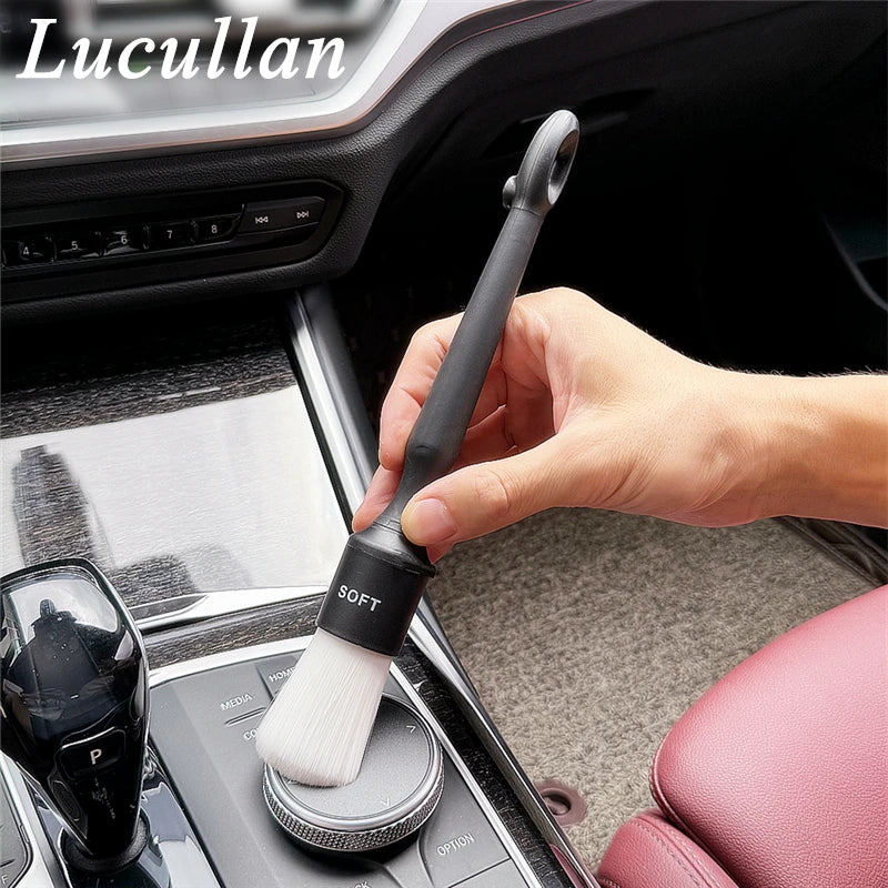 Lucullan 3 in1 Magnetic Interchangeable Detailing Brush Set Soft Bristle for Interior Wheel Rim Gap Cleaning