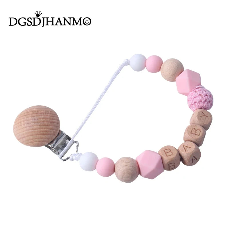 Baby Pacifier Clip Holder Free personalized name Food Silicone Teething With Newborn Gift Anti-drop Chain