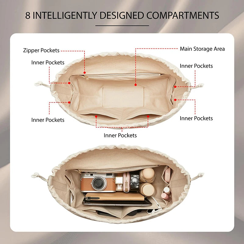 Canvas Purse Organizer Insert For Cyme Bags,lightweight Waterproof Cyme Organizer Insert With Drawstring Closure And Ykk Zipper
