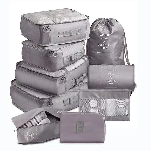 9PCS/Set Packing Cubes For Travel Folding Digital Underwear Shoes Toiletries Pouch Travel Bags Waterproof Travel Storage Bag