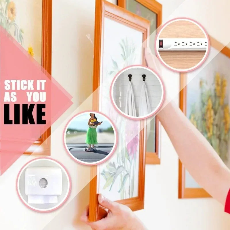 Reusable Double Sided Adhesive Tape Strong Adhesion Wall Sticker Sticky Balloon Traceless Poster Clear Nano Home Improvement