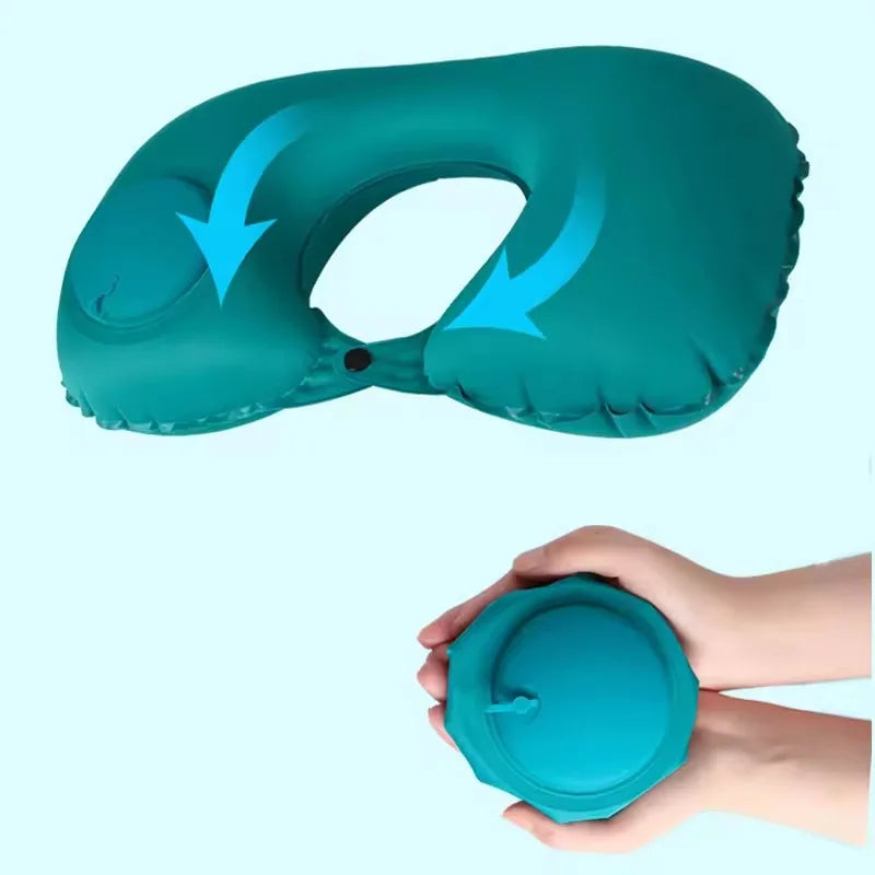 1pc Inflatable Pillow Portable Outdoor Travel Office Plane Support Pillow Outdoor Folding Pressure Rest Pillow