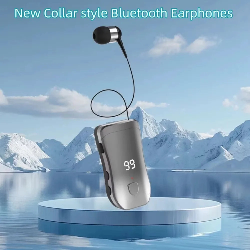 X200 Wireless Bluetooth Headset Ears in Lotus with Wire Clip Earphones Handsfree Earbuds Retractable Headphone