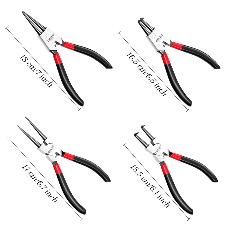 9 inch Snap Ring Pliers Set Heavy Duty Internal/External Circlip Pliers Kit Straight Bent Jaw for Ring Remover Retaining