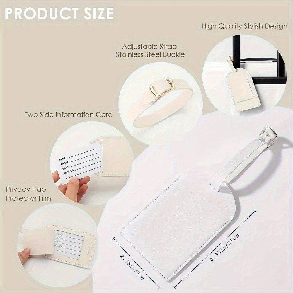 Custom Name Tag - Elegant Font Engraving Name/Initials, PU Material - Wedding, Birthday, Travel Gift - Customizable Letter (A-Z)