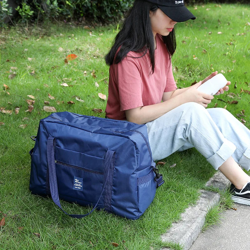 Large Capacity Folding Travel Bags Waterproof Luggage Tote Handbag,portable Clothing Bag,tie Rod Duffel Bag,clothes Storage Bag