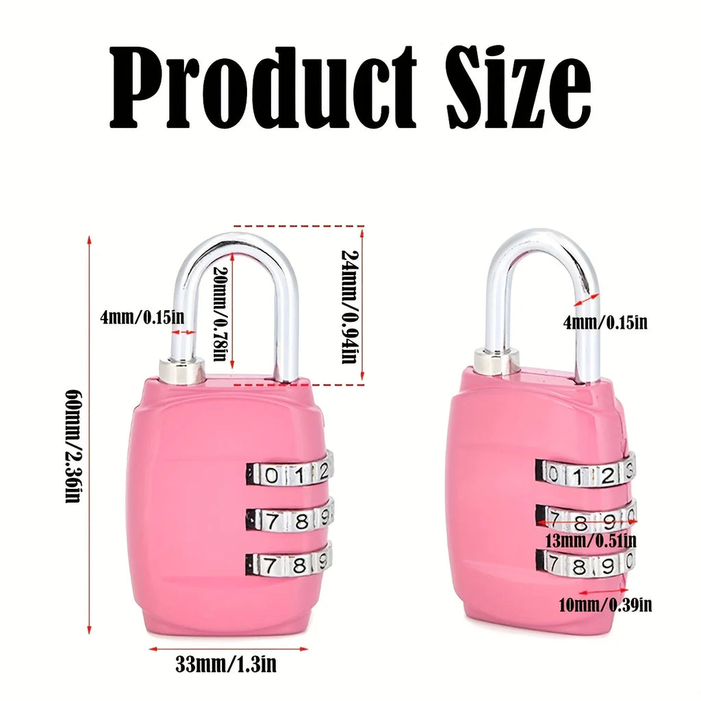 Mini Zinc Alloy 3-Digit Combination Padlock in Multi Colors, Security Password Lock for Luggage Suitcase Backpack Drawer Cabinet
