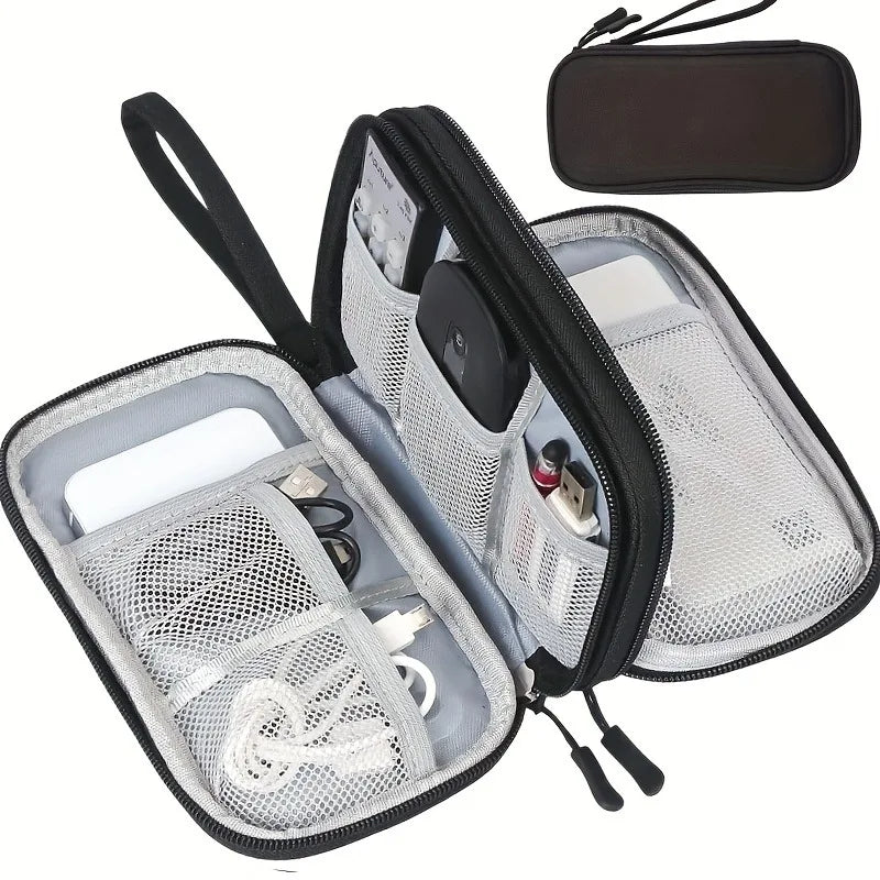 Travel Organizer Bag, Multi-Pocket Storage Pouch, Suitable for Toiletries, Cosmetic Accessories, and Electronic Cables