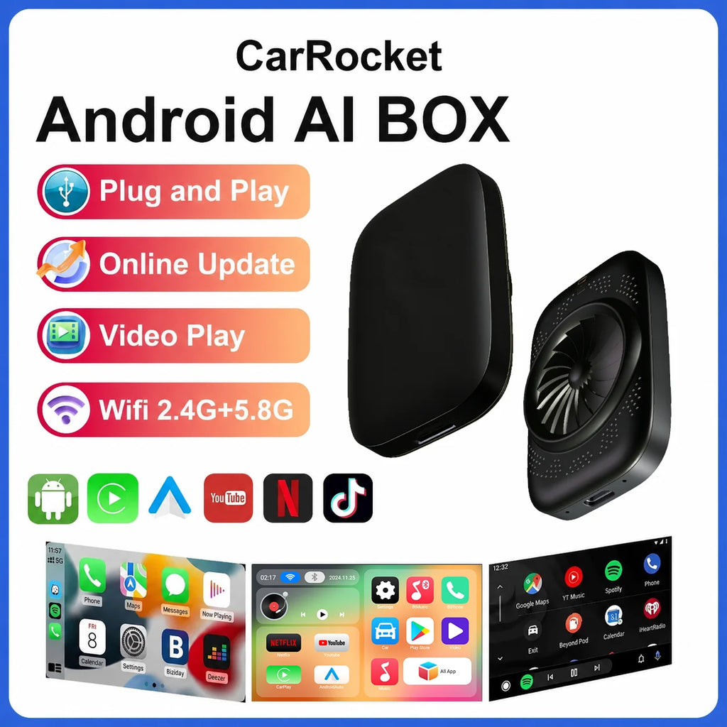 2026 New CarPlay Ai Box Android 15 Box Support YouTube Netflix Wireless Carplay Android Auto Adapter for Wired Carplay