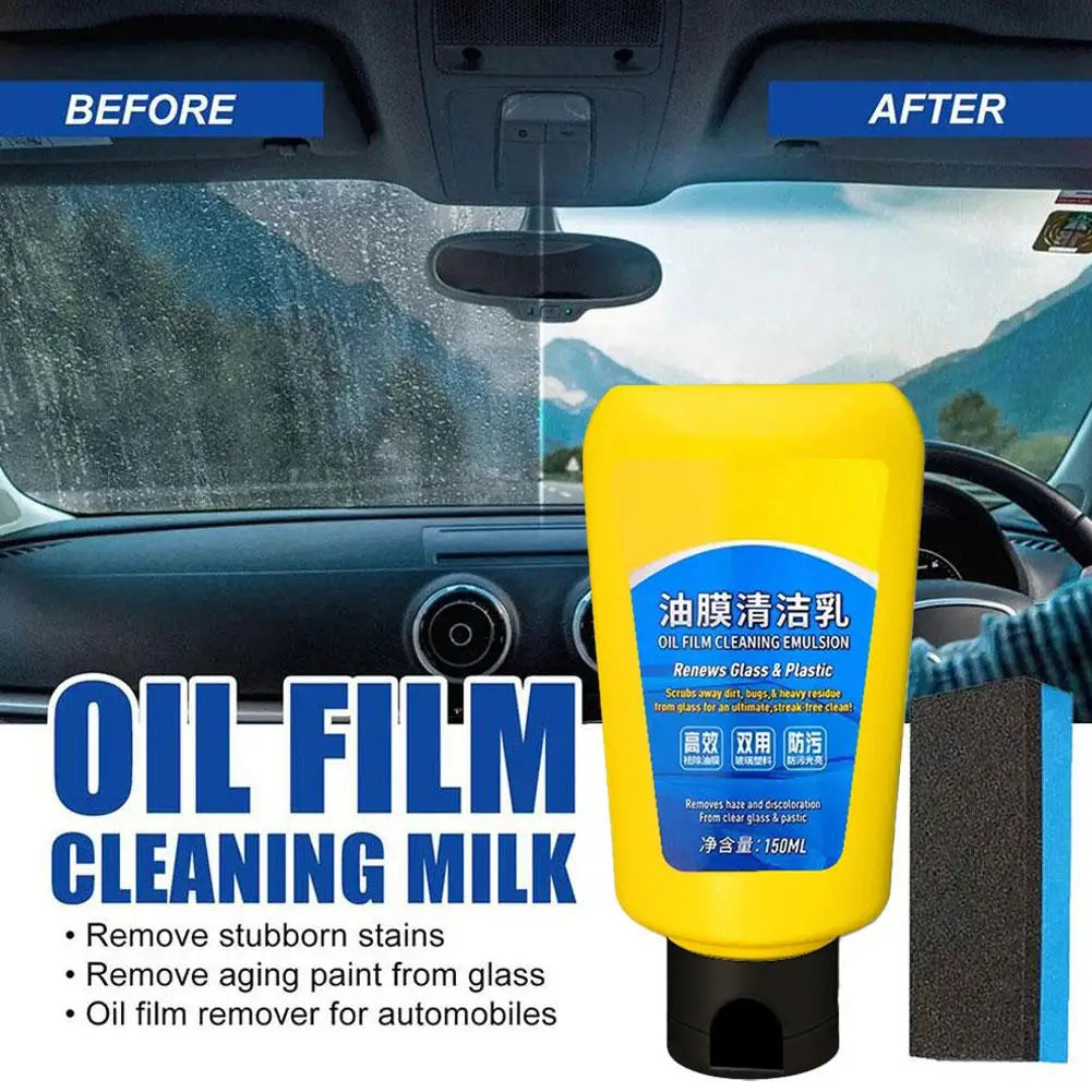 Glass Oil Film Remover Kit for Car, Oil Film Emulsion Glass Cleaner Quick Effect Coating Agent, Car Windshield Glass Cleaner