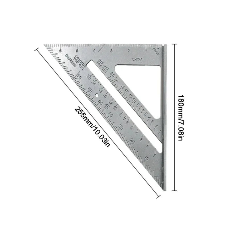 7 Inch Aluminum Alloy Speed Triangle Ruler Durable Carpentry Tool for Framing Roofing and Construction Measurement