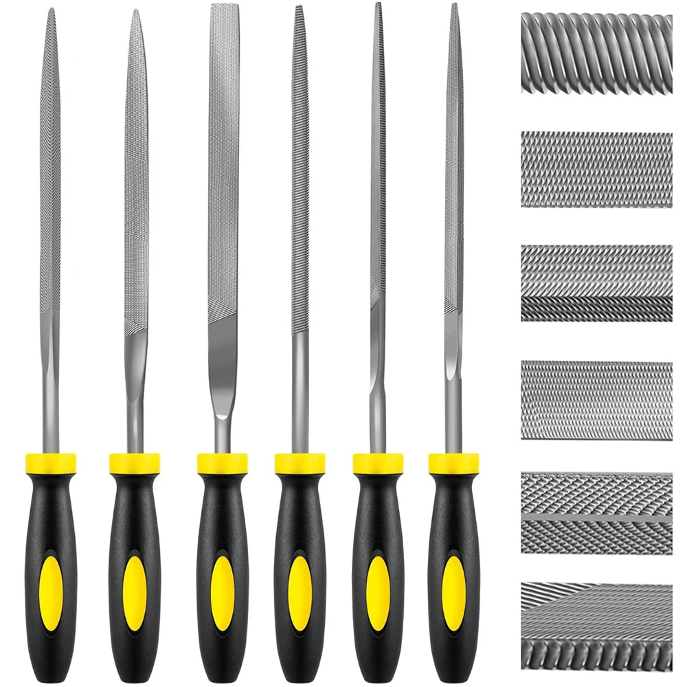 5/10PCS Needle File Set High Carbon Steel File Set Non-Slip Handle Hand Metal Tools for Wood Plastic Model Jewelry and DIY