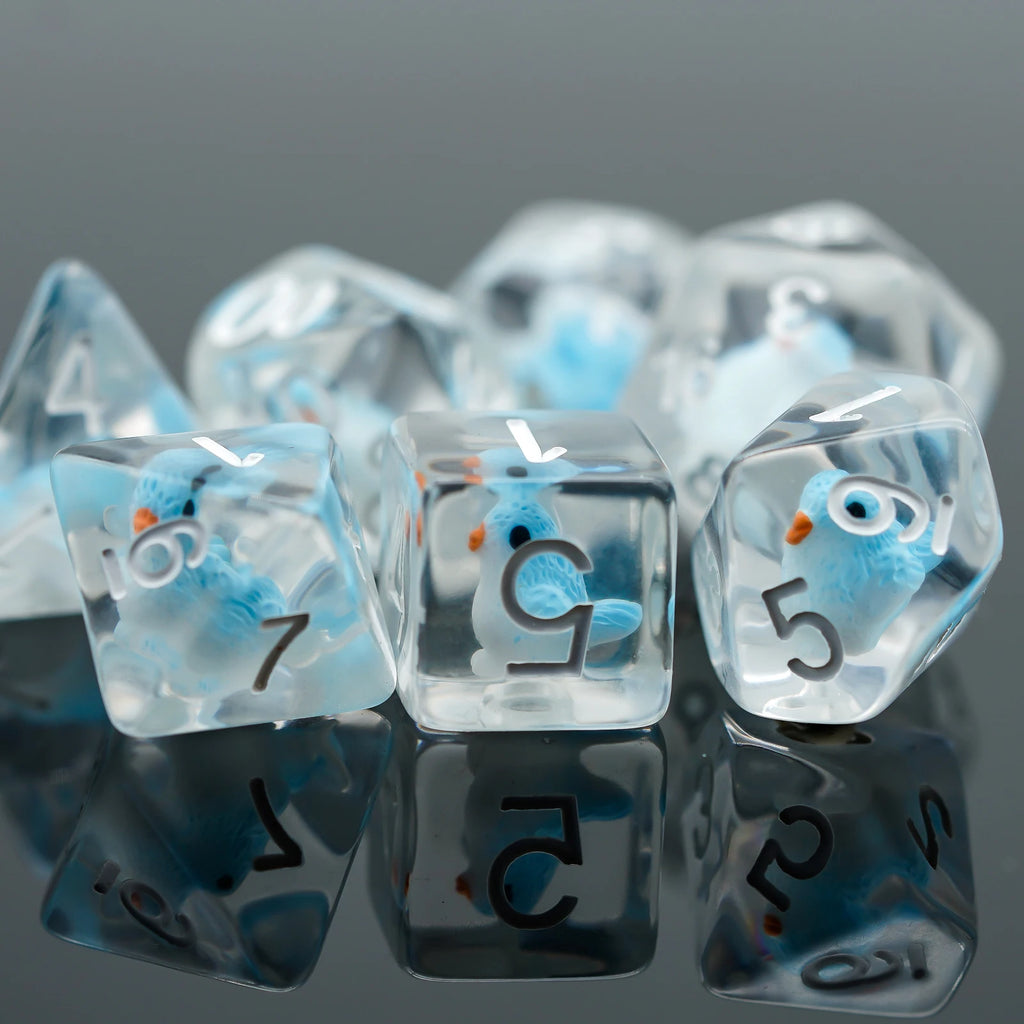 Cusdie Cute Animals DnD Dice Resin D4 D6 D8 D10 D% D12 D20 Polyhedral Dice Set for D&D Pathfinder Role Playing Table Board Games