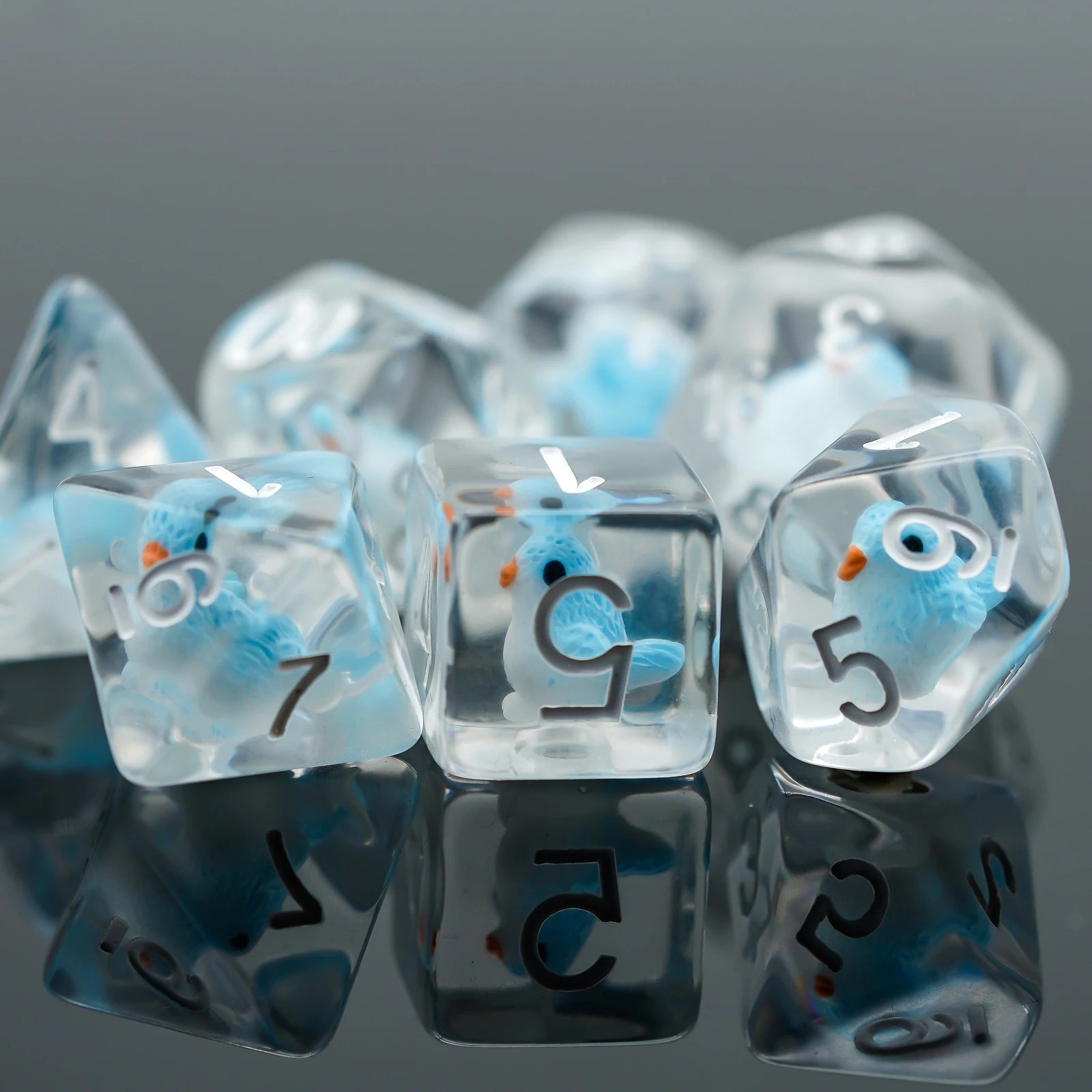 Cusdie Cute Animals DnD Dice Resin D4 D6 D8 D10 D% D12 D20 Polyhedral Dice Set for D&D Pathfinder Role Playing Table Board Games