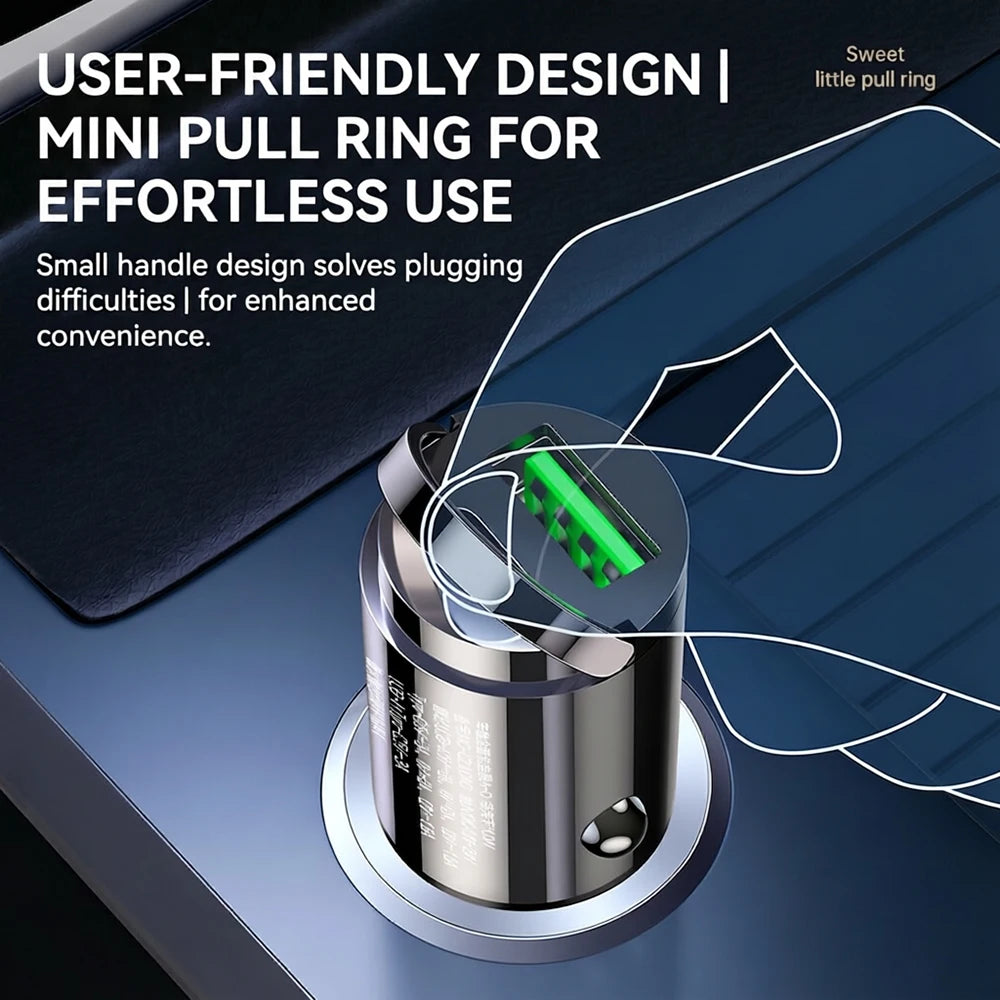 Mini 100W Car Charger Dual Port USB C PD And QC Fast Charging Cigarette Lighter Adapter Flush Fit For Smart Phones Tablets