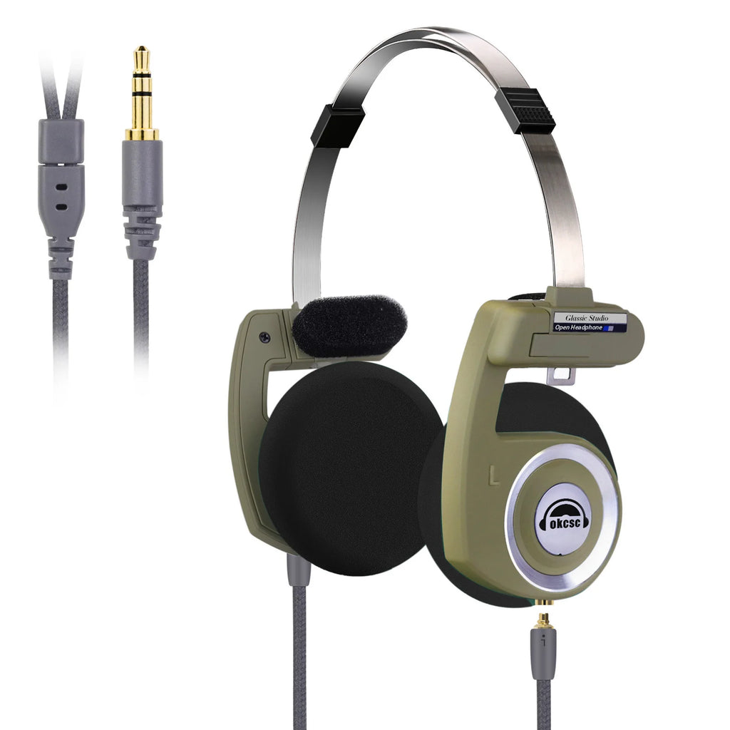 OKCSC Retro 3rd Generation Headphone Only Bluetooth Version 2-in-1 Wired/Wireless Earphones 40mm Driver Open End HiFi Headset