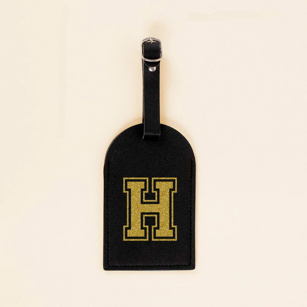 Vintage Initial Print Women PU Leather Luggage Tag Suitcase Label Baggage Boarding Bag Tags Travel Neceser Accessorie Best Gift