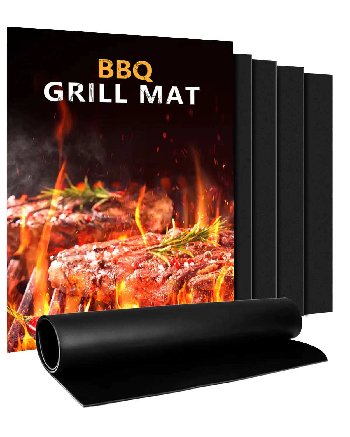5-Pack BBQ Grill Mats (40x32cm) - Non-Stick Teflon, PFOA-Free, Reusable for Gas/Charcoal Grills & Baking