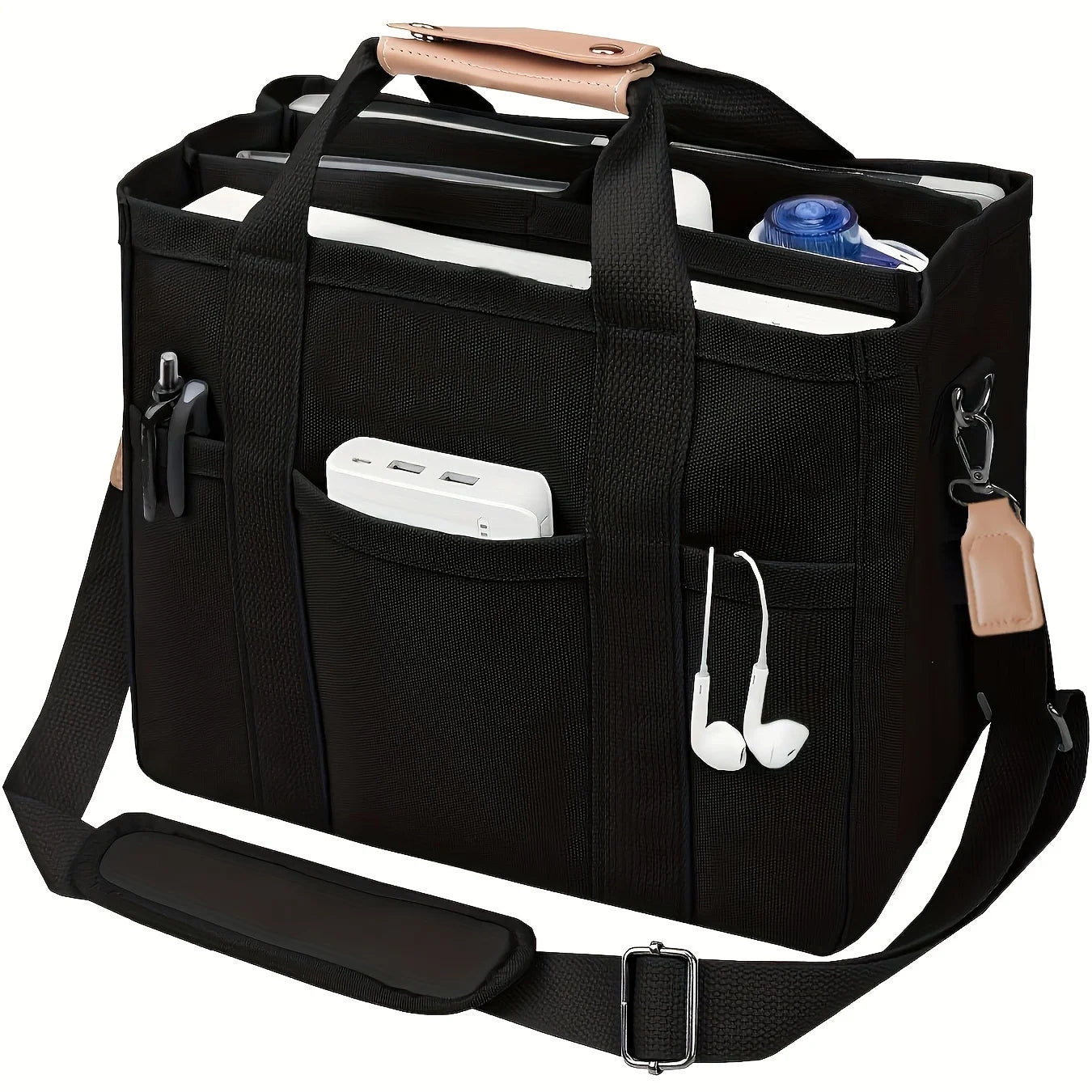 Fashionable White Women's Shoulder Bag, Large Capacity Handbag, Multifunctional Multi Compartment Storage Bags
