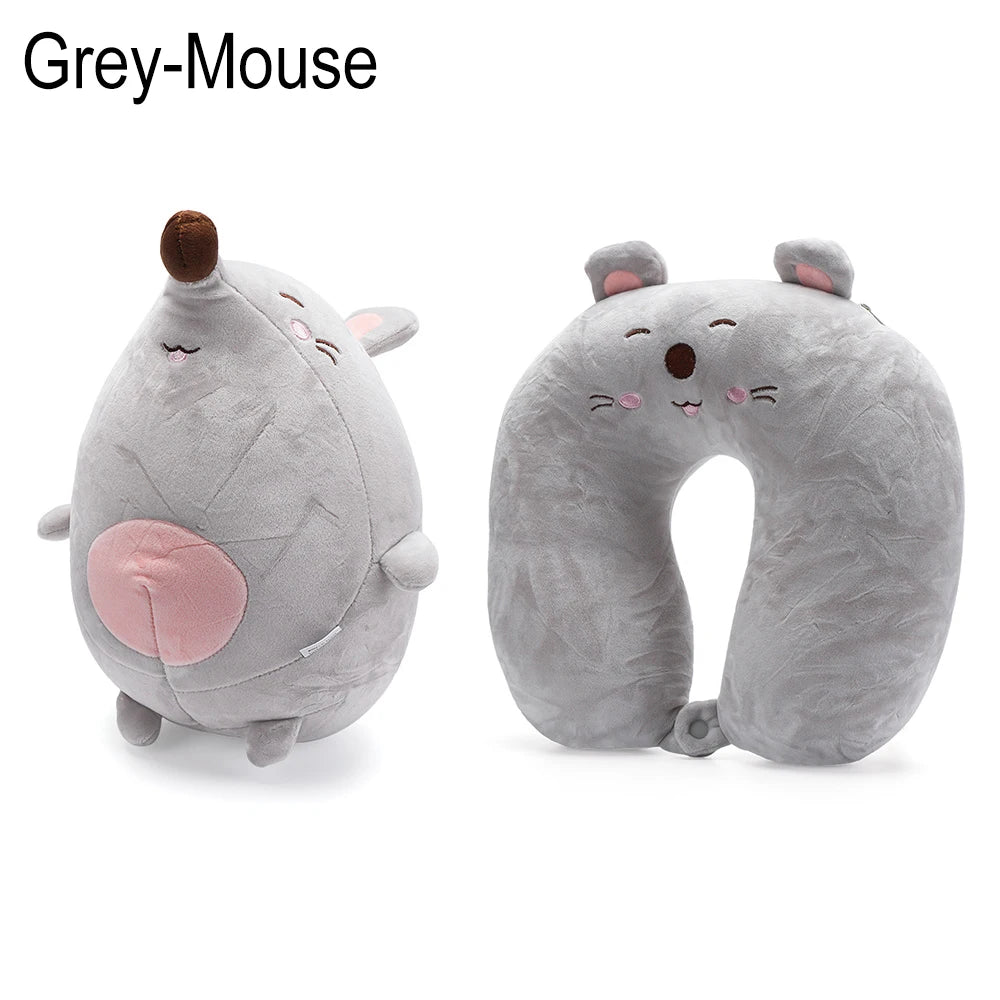 Cute Bedding Changable Cartoon Multifunctional U Shaped Travel Pillow Penguin Whale Protection Neck Fluffy Pillows