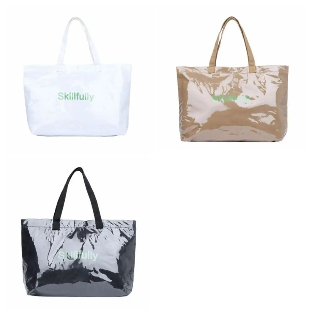 Large Capacity Transparent Jelly Bag Tote Bag Summer PVC Tote Bag Shoulder Pouch Beach Bag Letter Prints Handbags Shopping
