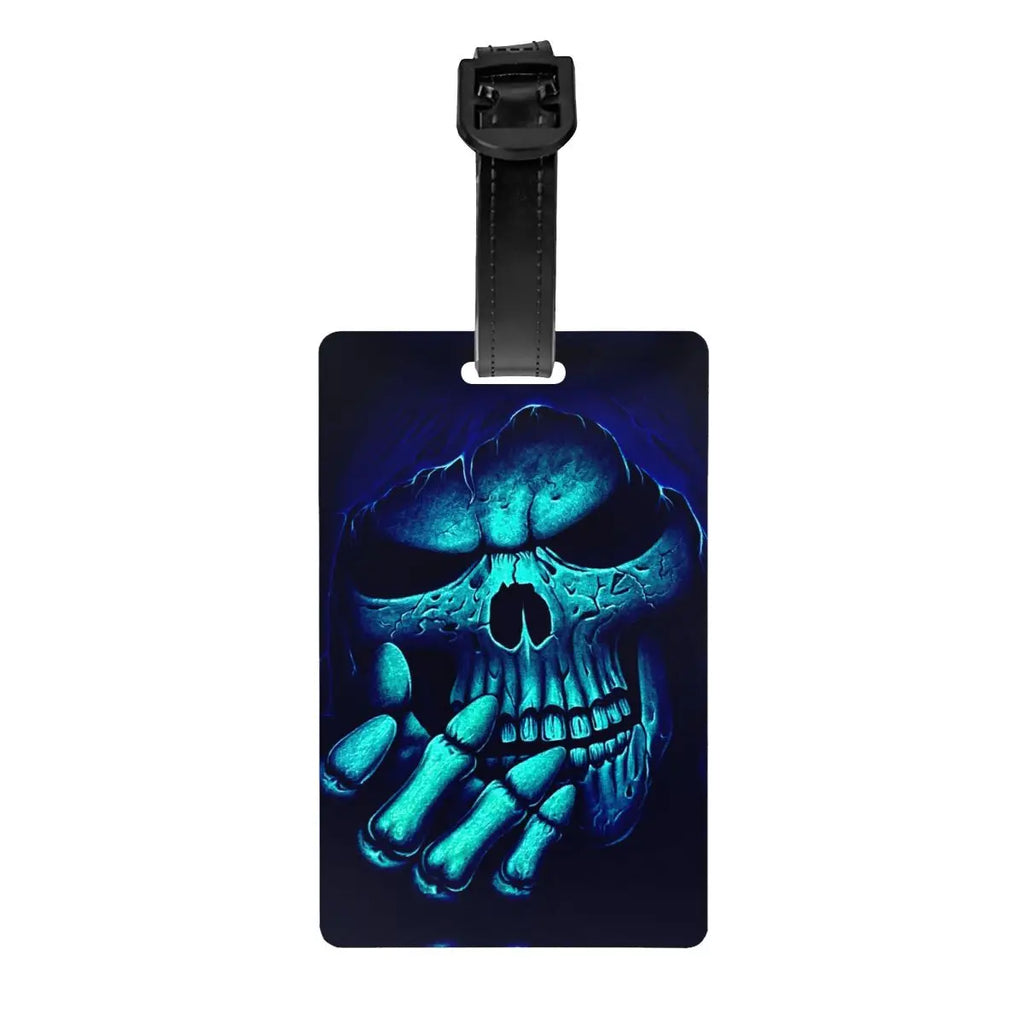 Custom Evil Hands Skull Luggage Tag Privacy Protection Halloween Gothic Skeleton Baggage Tags Travel Bag Labels Suitcase