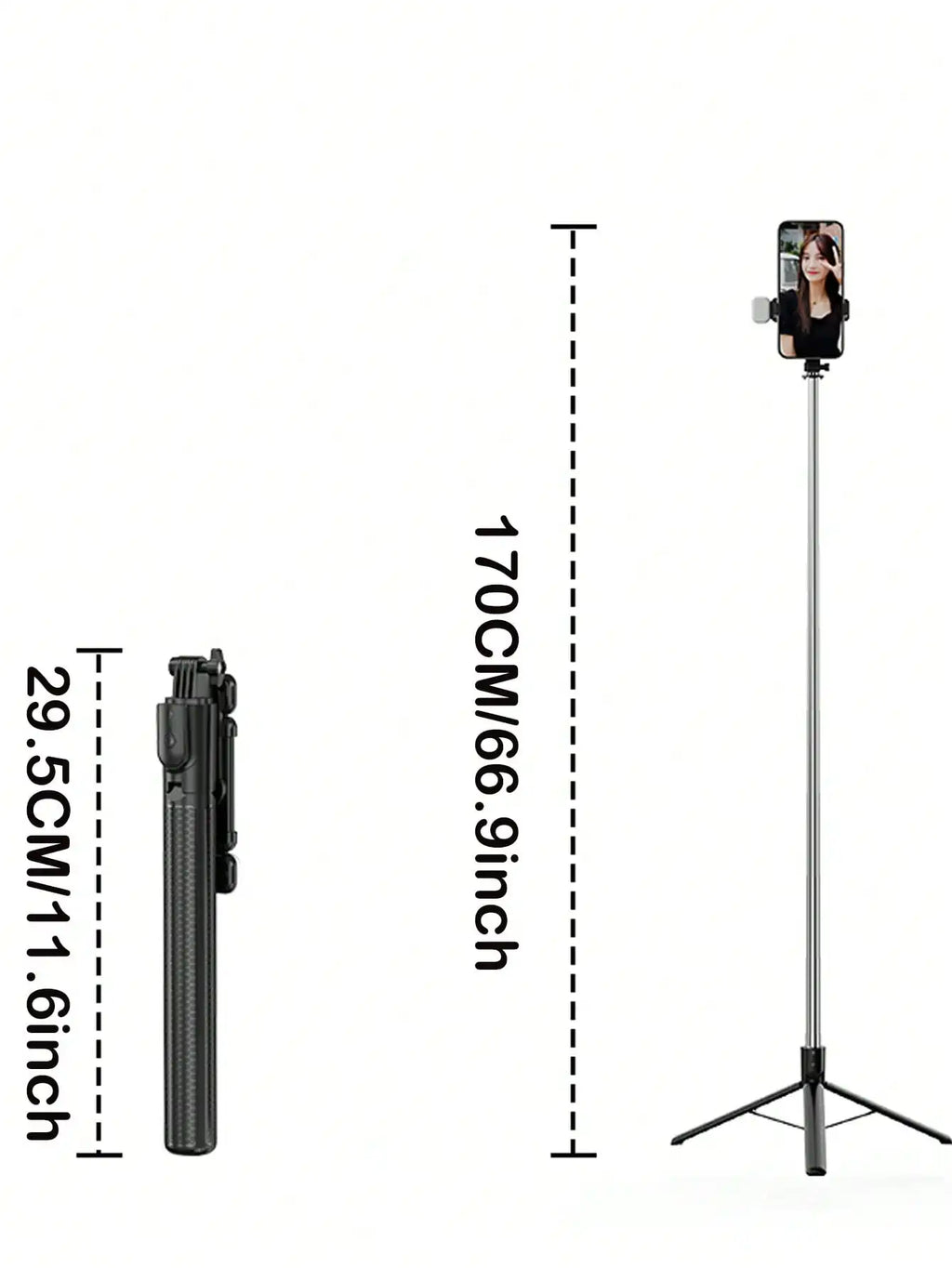 67 Inch Selfie Stick with Reinforced Tripod Multifunctional Retractable Portable Phone Tripod with Remote Control Compatible wit