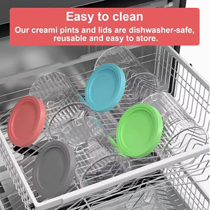 4 Pack Containers Replacement for Ninja,Creami Pints and Lids 16oz Compatible with Ninja NC299AMZ NC300 Series Deluxe Ice Cream