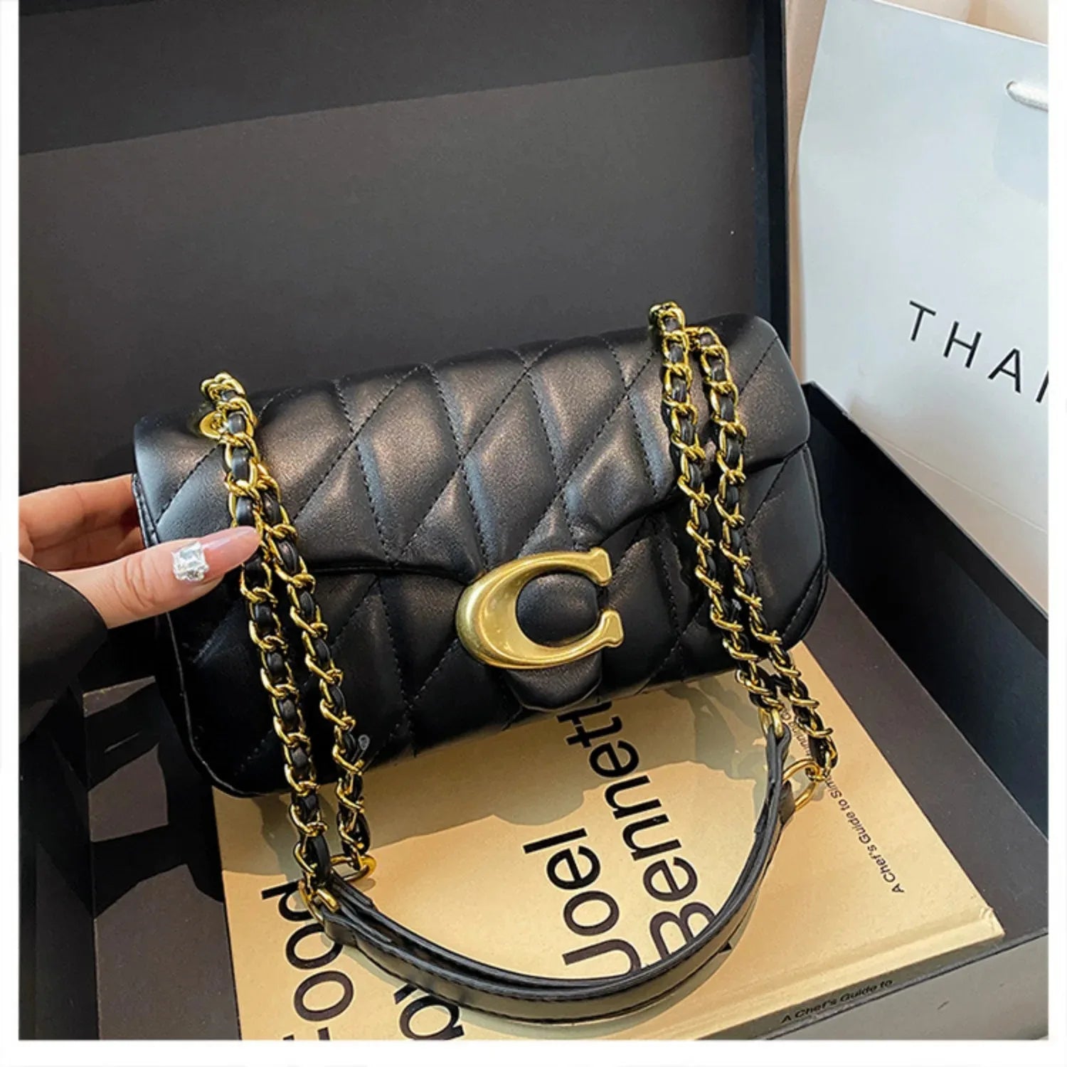 New Retro Single-Shoulder Bag - Simple Diamond-Shaped Grid Multi-Purpose Chain Bag for Women, Crossbody Bag, Small Square Bag