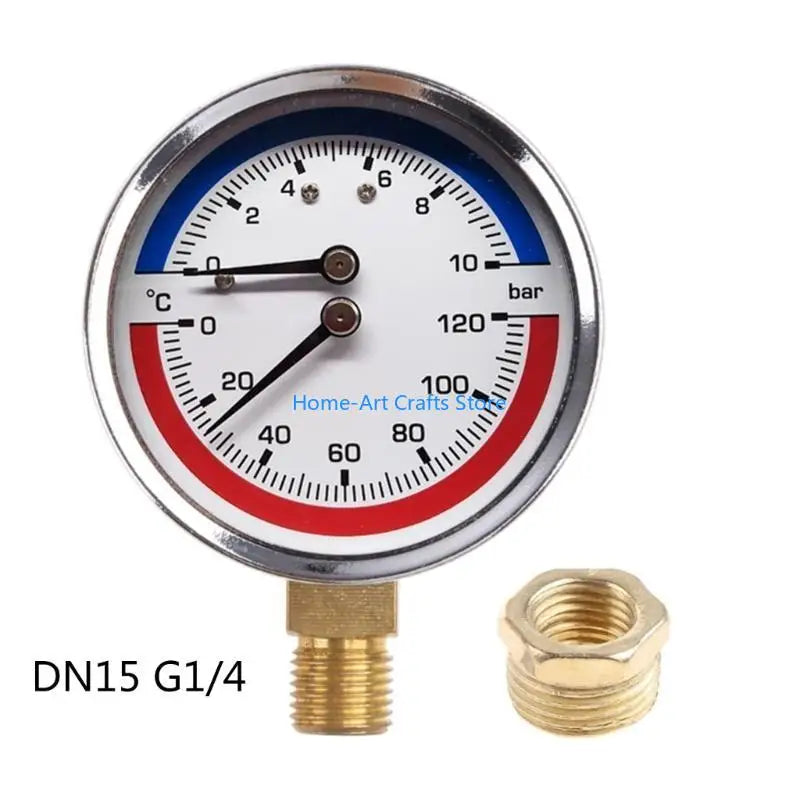 Y3NA Professional Thermomanometer Temperature Pressure Gauges up to 120 ℃ & 10 Bar 1/8/1/4inch for Floor Heating Systems