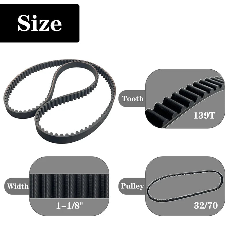 A16P-Motorcycle 139T 1-1/8Inch Rear Drive Belt For Electra Glide FLHT Ultra FLTR Road Glide FLHR 04-06 40024-04 1204-0063