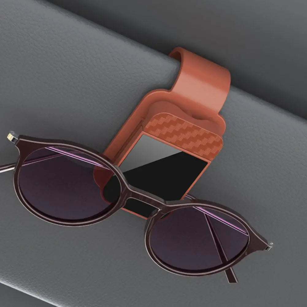 Car Sunglasses Holder Clip Carbon Fiber Pattern Eyeglass Clip Glasses Hanger For Sun Visor, Anti-Slip Car Accessories