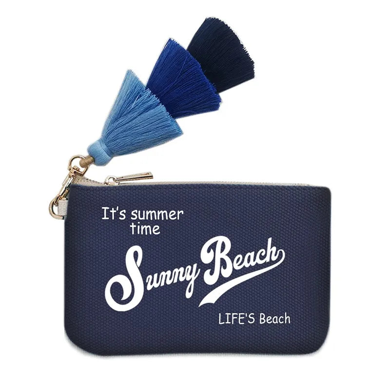 Customizable Letter Purse Leisure Personality Tassel Design Canvas Cotton Women's Clutch Office Gifts Beach Wallet iPhone Bag
