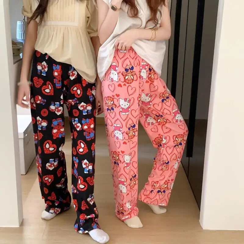 Spring Autumn Thin Hello Kitty Printed Women's Pajama Pants Summer Popular Loose Casual Pants Cartoon Home Casual Walking Pants