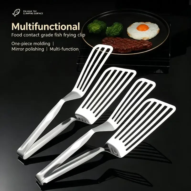 Stainless Steel Serving Tongs Fish Gripper Pizza Clip Grill Tongs Heat Resistant For Steak Frying Salad Kitchen Cooking Tool