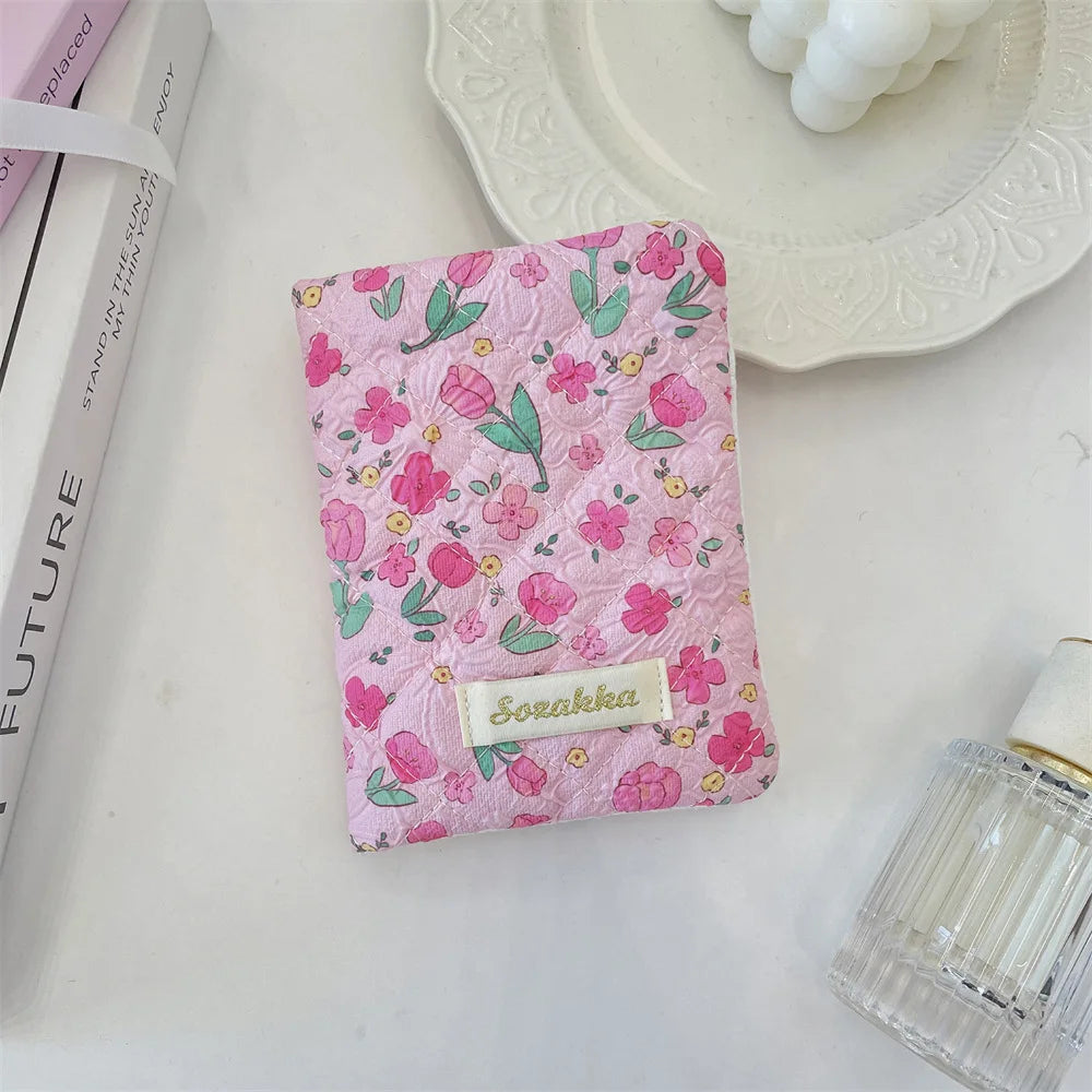 Cute Cartoon Flower Passport Cover for Women Multifunctional Polyester Travel Accessories Holder