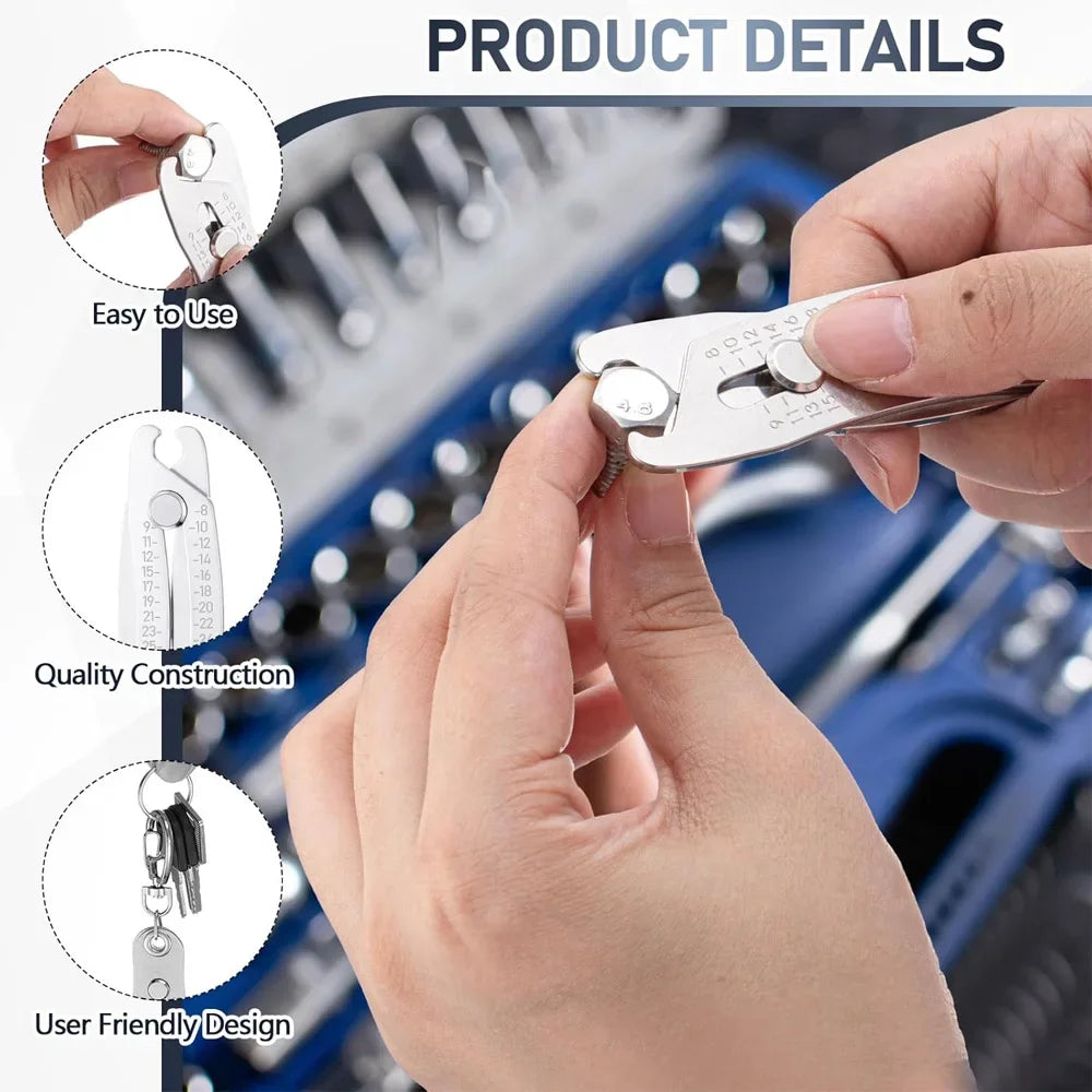 Precise Thread Size Checker Keychain Portable Caliper Gauge Metric/Imperial Hexagonal Nut Screw Thread Size Manual Measure Tools