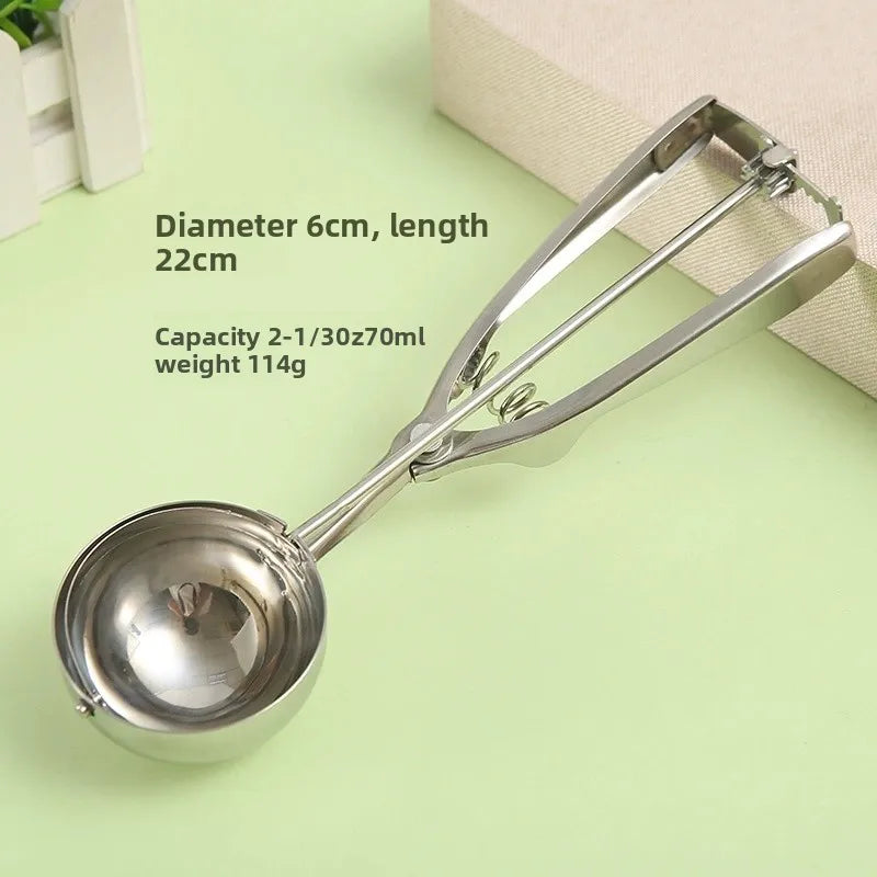 Ice Cream Spoon Kitchen Tools 3 Size Stainless Steel Spring Handle Mash Potato Watermelon Ball Scoop Home Kitchen Accessories